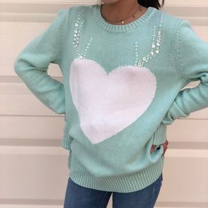 Cat&jack make green heart sweater